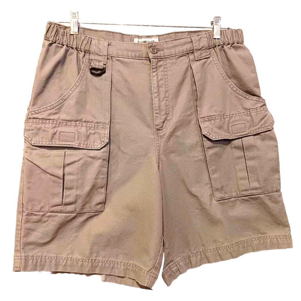 Sun River Cargo Shorts Mens 36w Beige‎ 6 Pockets 100% Cotton
